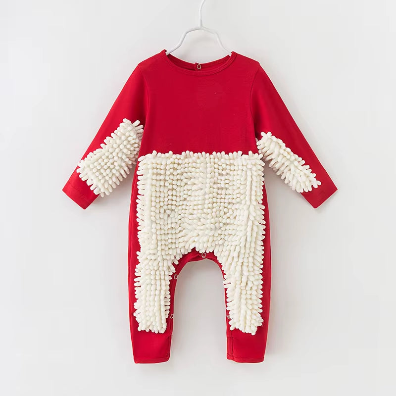 2025 Baby Clothes Boys Girls Cleaning Mop Romper Baby Mop Clothes Long Sleeve Crawling Clothes Jumpsuit Cotton Infant Mop Suit