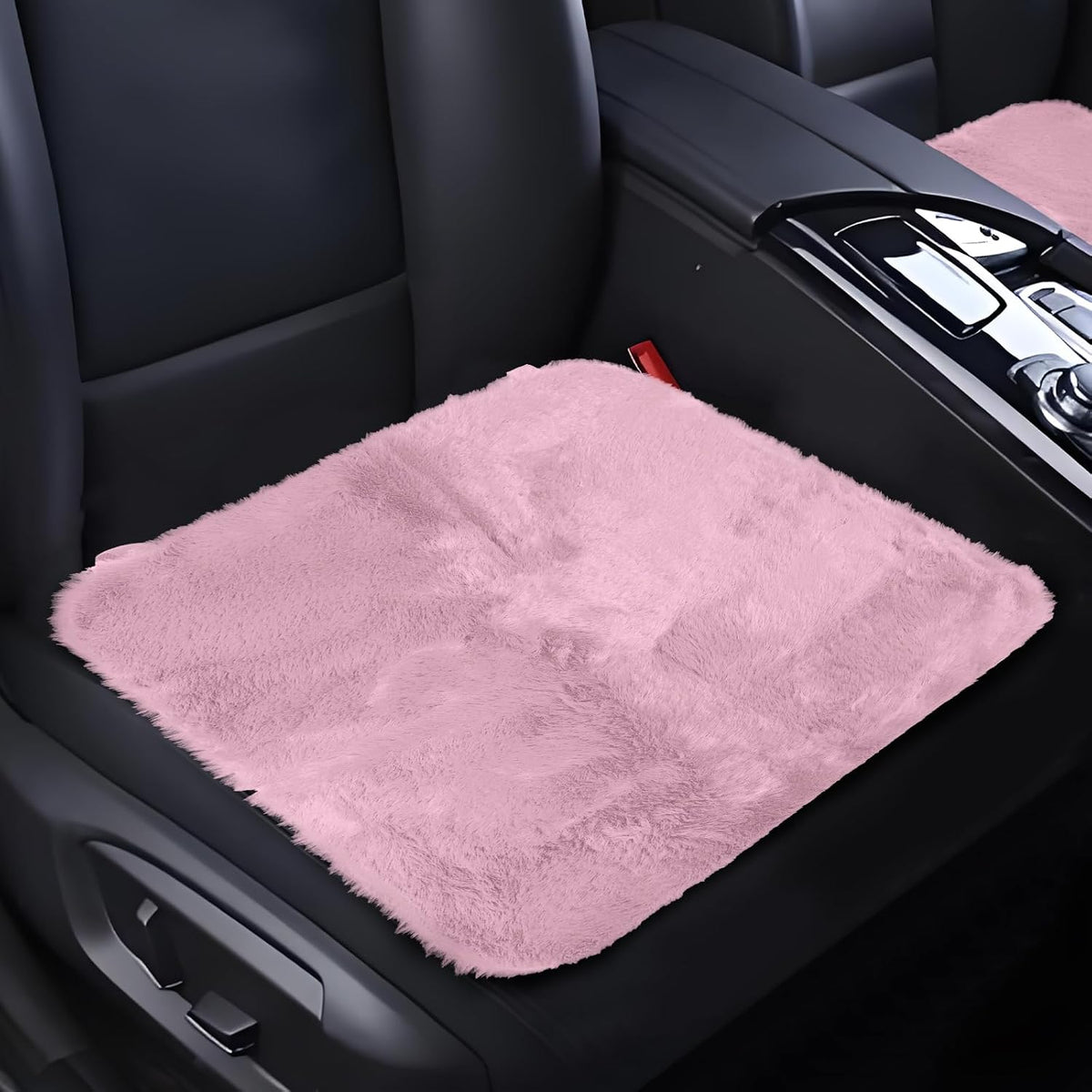 2PCS Car Seat Cushion, Fluffy Sheepskin Seat Covers, Light Pink