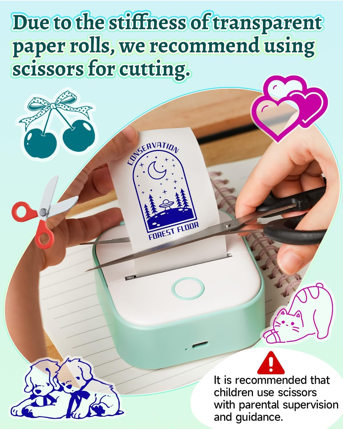 Phomemo T02 Mini Sticker Printer, Thermal Print Pods, Green