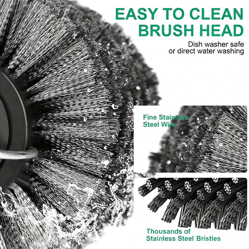 Electric BBQ Cleaner Brush Wireless Stainless Steel Rotary Grill Brush for Outdoor Grill Steam BBQ Cleaning Brush Accessoires
