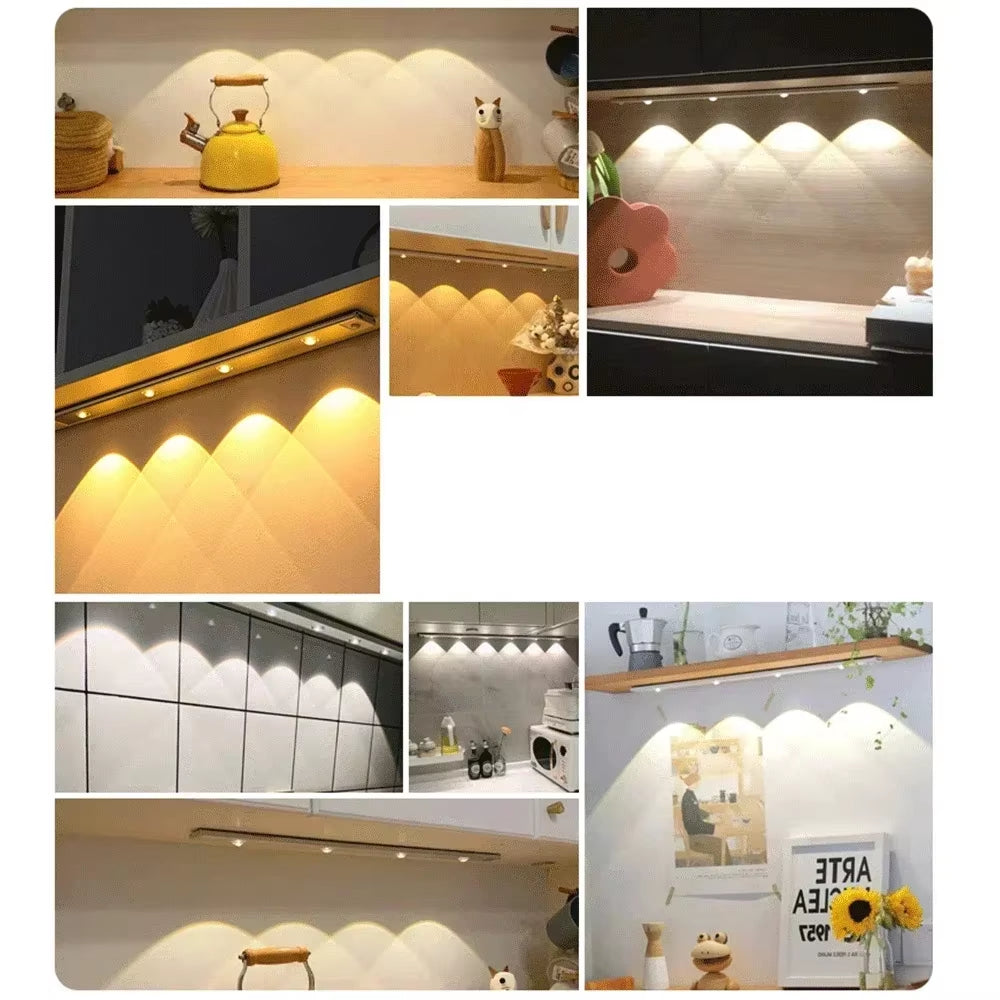 LED Cabinet Night Light Motion Sensor Wireless Ultra Thin under Cabinet Lamp for Kitchen Bedroom Wardrobe Indoor Lighting