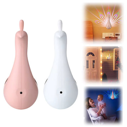 Peacock Projector Lamp Remote Control Night Light Bedside Colorful Atmosphere Light Creative Wall-Mounted 9 Modes Christmas Gift