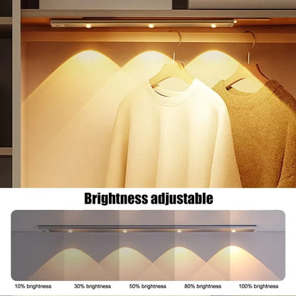 LED Cabinet Night Light Motion Sensor Wireless Ultra Thin under Cabinet Lamp for Kitchen Bedroom Wardrobe Indoor Lighting