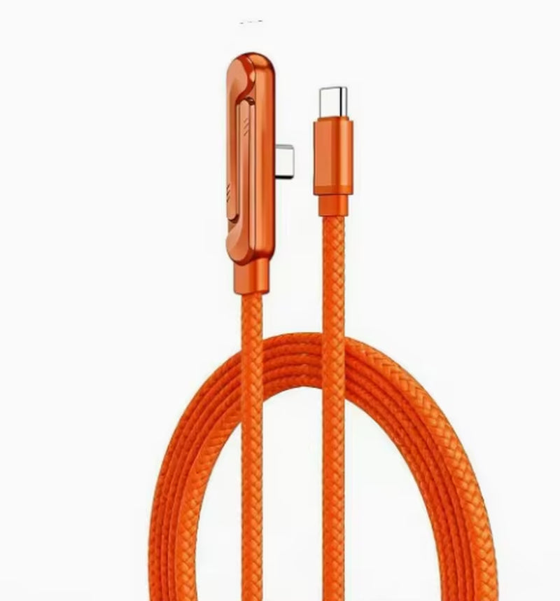 240W Type-C to Type C Cable Elbow Fast Charging Data Cable Foldable Stand Phone Holder for Iphone 17/16/15 for Samsung Charger