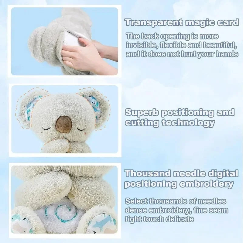 *Cuddly Koala Plush Sleep Aid with Soft Glow Night Light Calming Music and Simulated Breathing Comforting Bedtime Comfort Toys