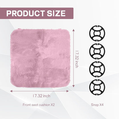 2PCS Car Seat Cushion, Fluffy Sheepskin Seat Covers, Light Pink